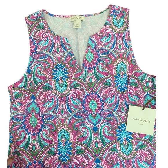 Cynthia Rowley Paisley Print Pink summer Dress Size 12 NWT - Picture 4 of 11